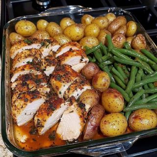 Garlic Herb Chicken with Potatoes & Green Beans image