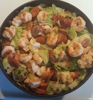 Shrimp, Sausage & Cabbage Saute image